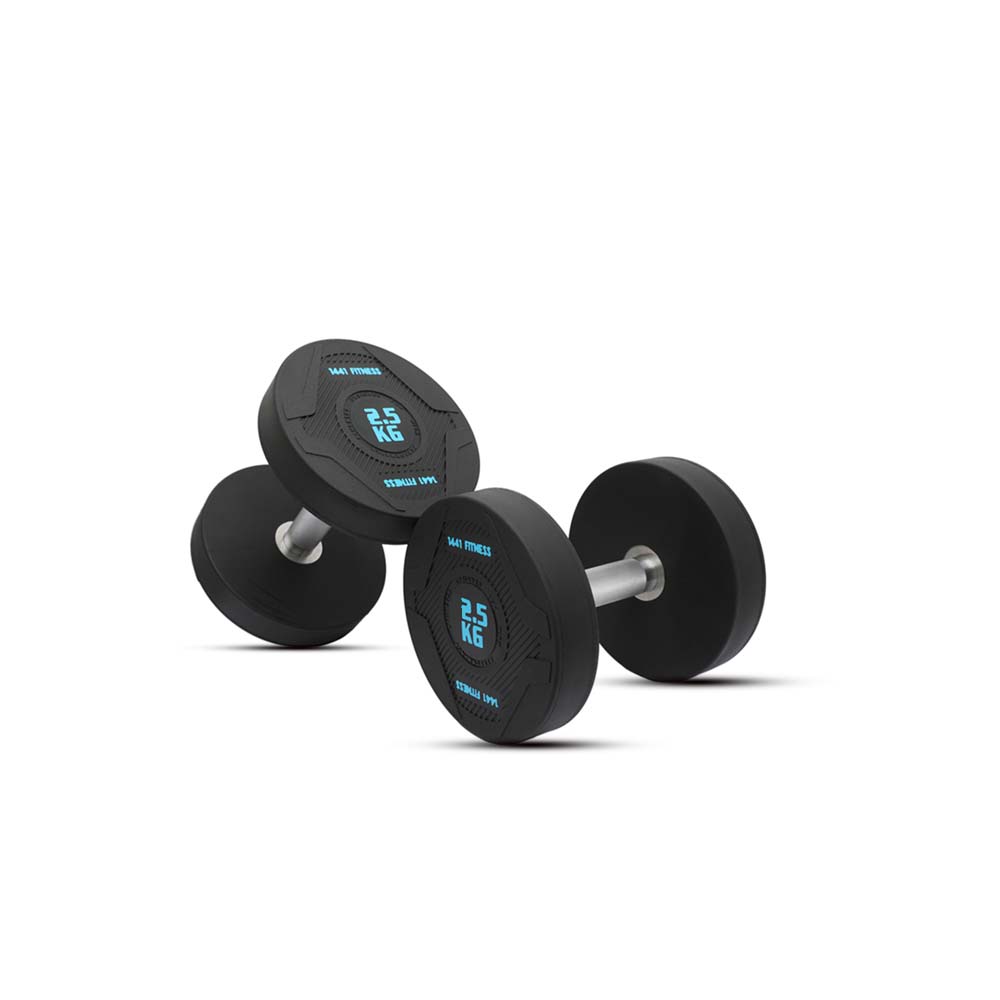 1441 Fitness PU Rubber Round Dumbbells 2.5 to 50 kg - (Sold as Pair)