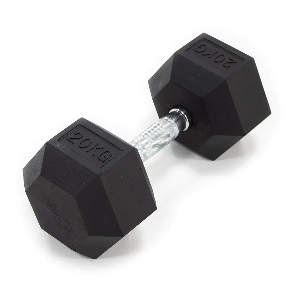 Powercore Rubber Hex Dumbbells 1kg - 40kg (Sold as Pair)