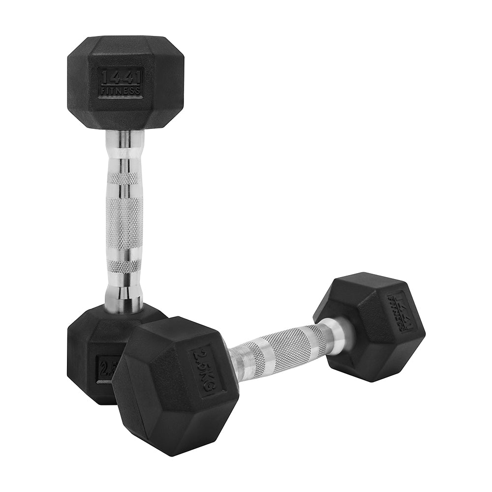 1441 Fitness Rubber Hex Dumbbells 2.5 - 50 kg Sold as Pairs