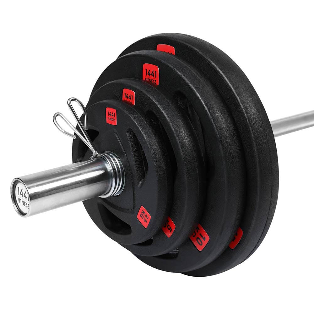 6 ft Olympic Bar with Tri Grip Black Plate