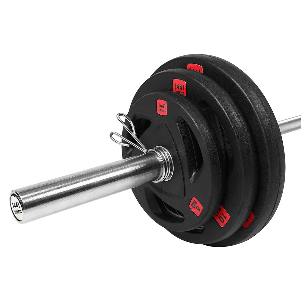 7 Ft Olympic Bar with Tri Grip Black Olympic Plates Set 80 Kg