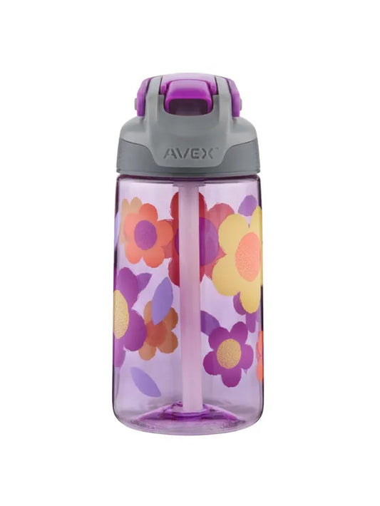 Avex Freestyle Autoseal Purple Flower Water Bottle