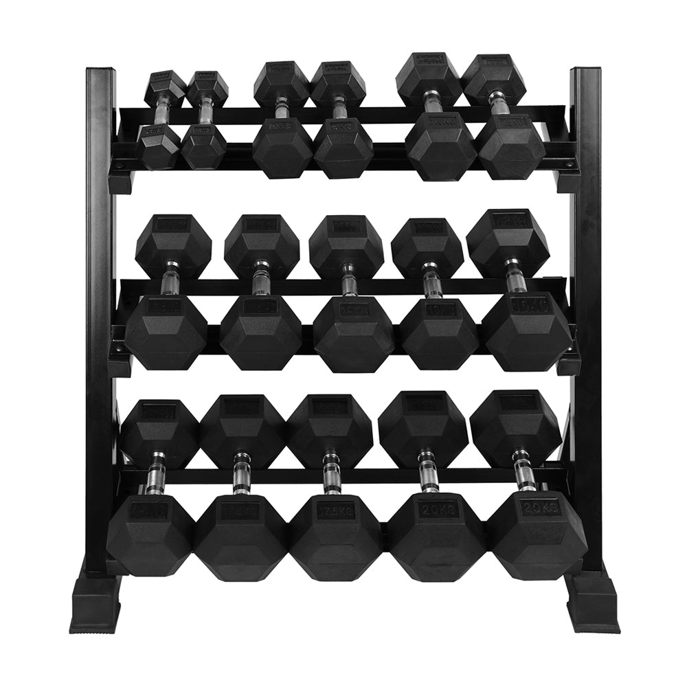 Hex Dumbbell Set 2.5 to 20 Kg (8 Pairs) with Dumbbell Rack