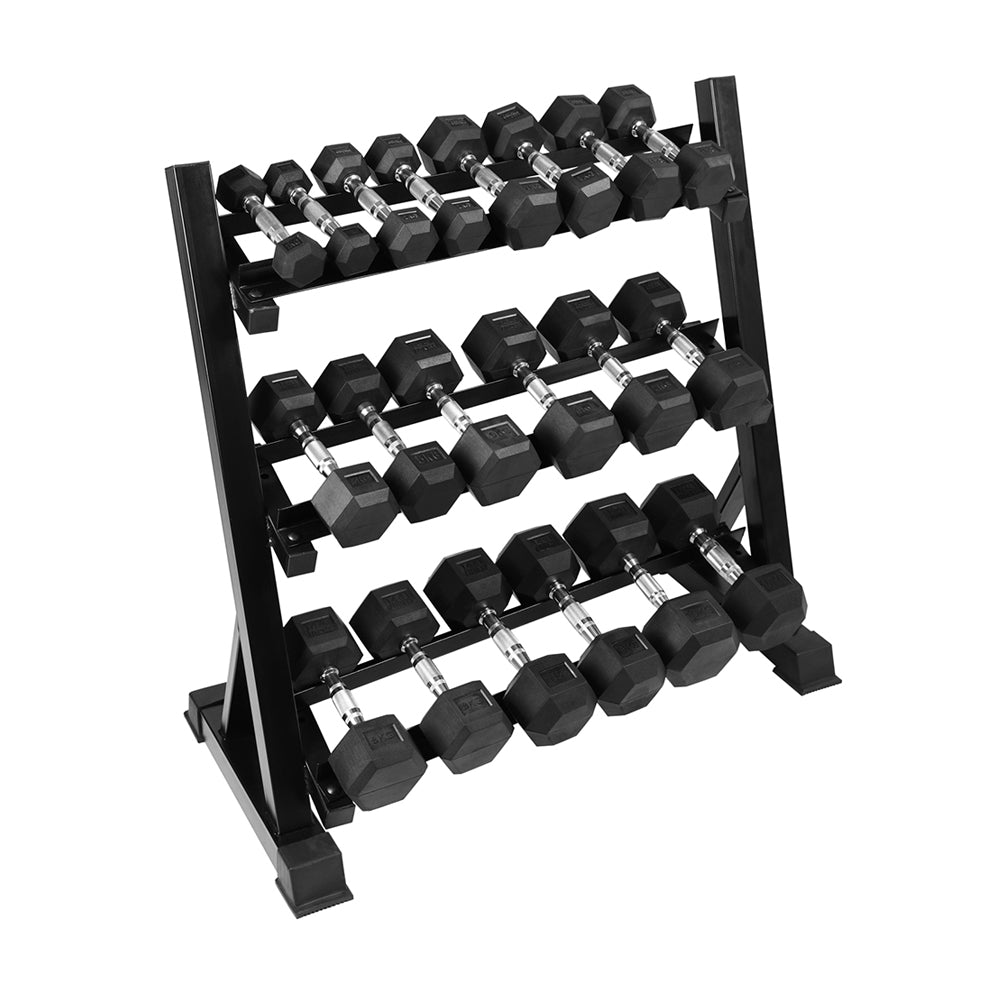 1441 Fitness Hex Dumbbell Set 1 Kg to 10 Kg with 3 tier Dumbbell Rack