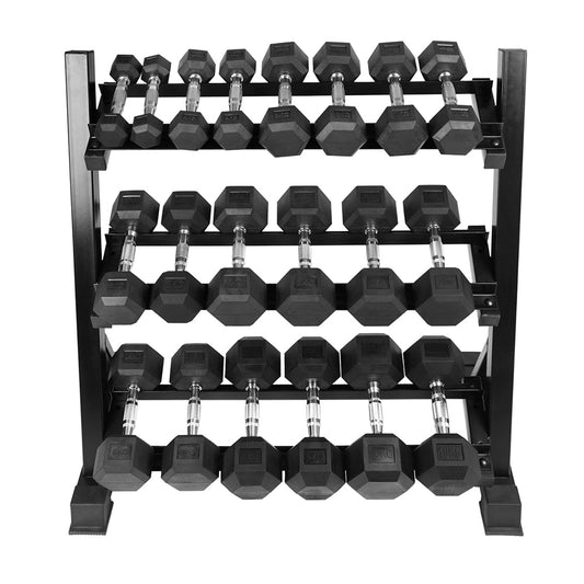 1441 Fitness Hex Dumbbell Set 1 Kg to 10 Kg with 3 tier Dumbbell Rack