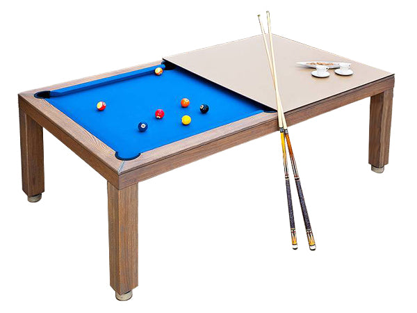 Bilijardai Pronto Vision Outdoor Home Use Pool Table in Oak 33 Finishing w/ Dining Top & Top Holder 8ft