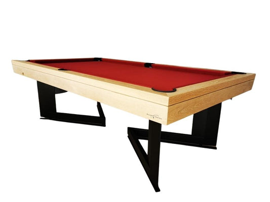 Billiards Breton Break US Pool Table in Solid Natural Oak 2 w/ Metallic Legs Black Finishing 8ft