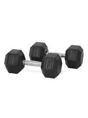 Body Sculpture Hex Rubber Dumbbell with Chrome Handle 1kg - 25kg Pair