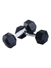 Body Sculpture Hex Rubber Dumbbell with Chrome Handle 1kg - 25kg Pair