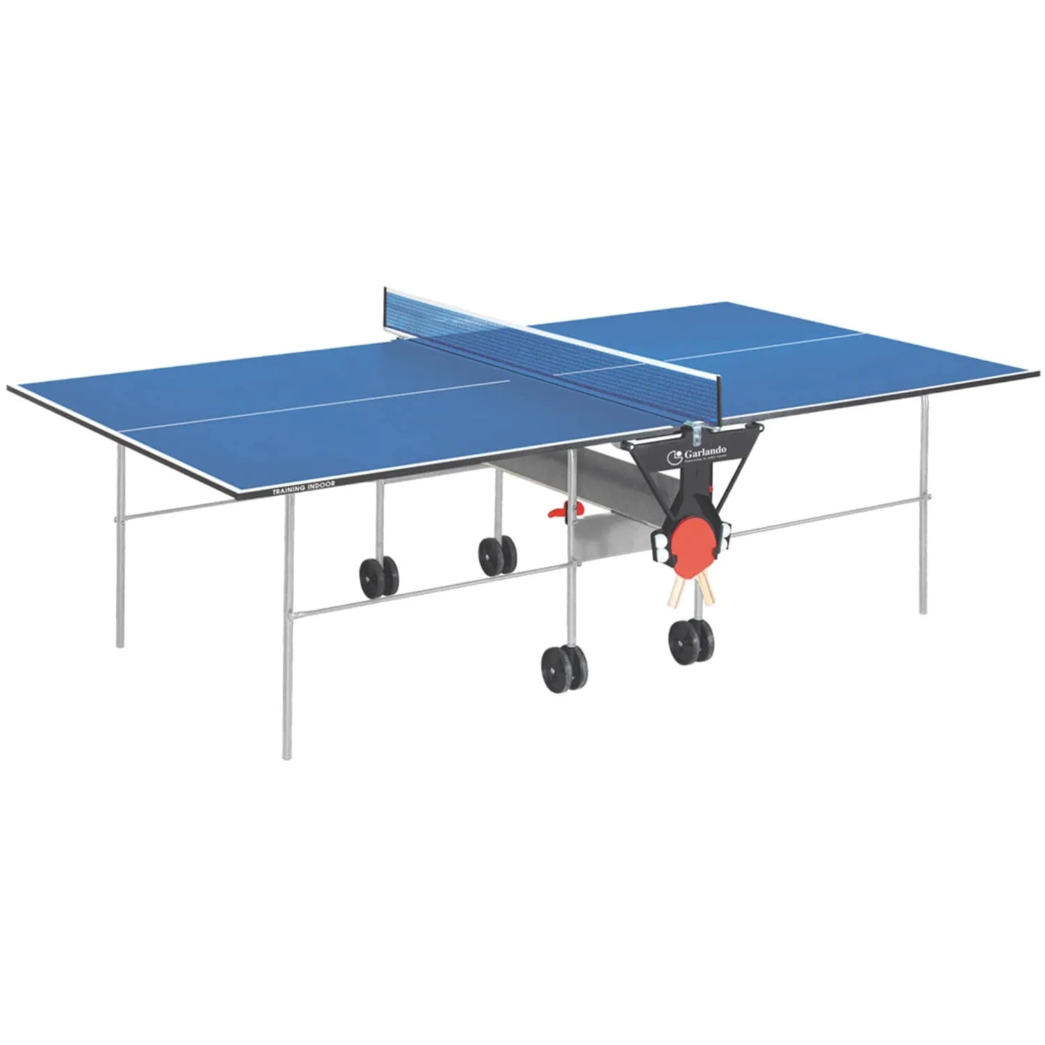 Garlando Training Indoor Foldable Tennis Table with Wheels - Blue Top