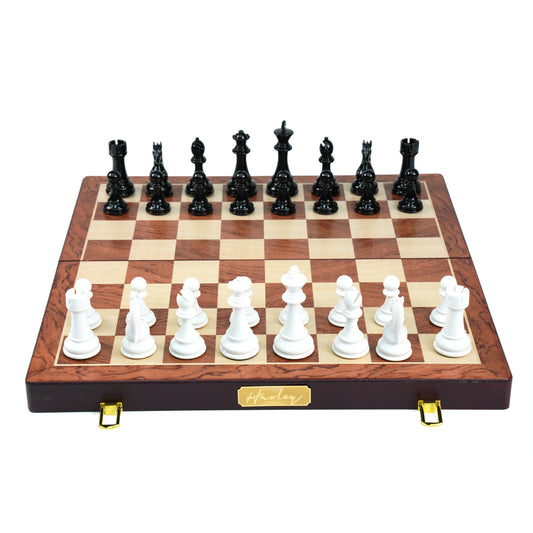 Harley Fitness 52cm x 52cm Wooden Chess Board with Glossy Chess Pieces Set - S5026B