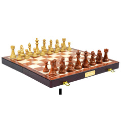 Harley Fitness 52cm x 52cm Wooden Chess Board with High Polymer Weighted Chess Pieces Set - S5026C