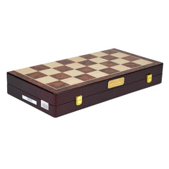 Harley Fitness Professional Wooden Chess Board with Metal Glossy Golden and Silver Chess Pieces Set - S5626D