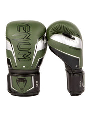 Venum Elite Evo Boxing Gloves Khaki Silver