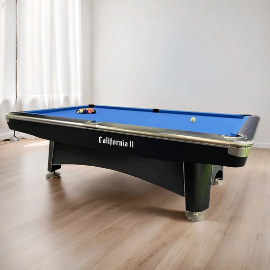 California II Pool Table 9 Feet Marble Top With Ball Return System Black Billiard Table