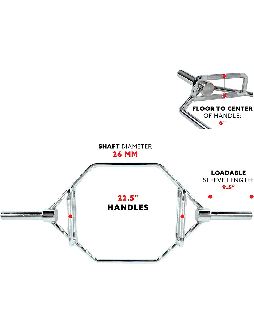6 ft Olympic Hex Trap Dead lift Bar with Collars 