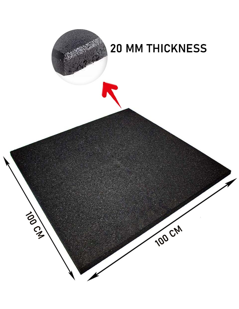 1441 Fitness Heavy Duty Gym Tile 20 mm - 100 x 100 CM | Rubber Flooring