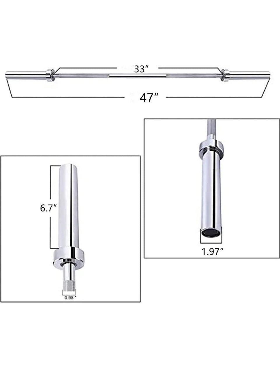1441 Fitness 4 ft Olympic Straight Bar  with Collars - 7 kg