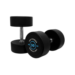 1441 Fitness Premium Rubber Round Dumbbells 2.5 to 50 kg - Blue (Sold as Pair)