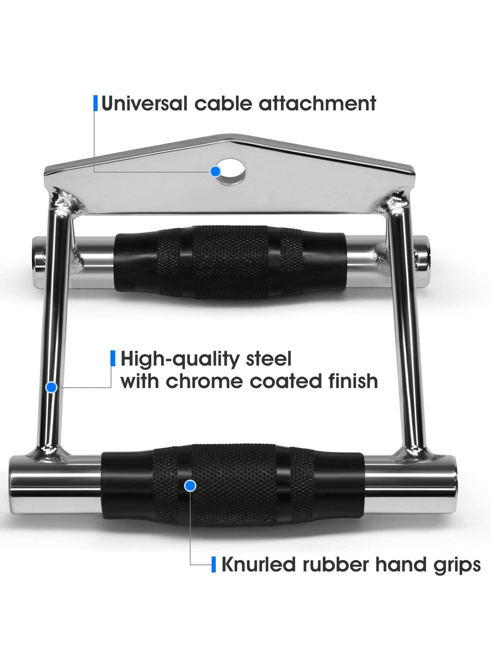 Lat Attachment Double D Handle with Rubber Grips Lat Pull Down