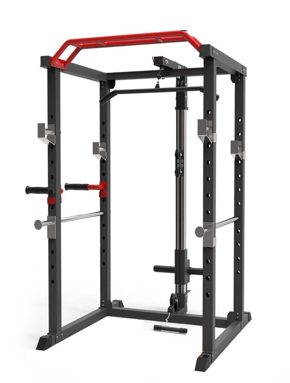 1441 Fitness Heavy Duty Squat Rack & Power Cage with Pull Up Bar and Lat Attachment J008 - Grey Color Frame