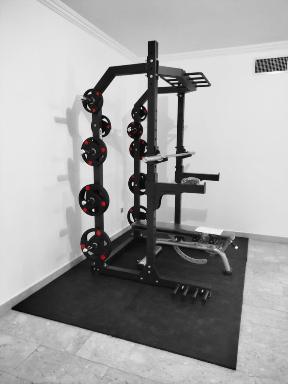 1441 Fitness Heavy Duty Semi Commercial Half Cage Squat Rack with Pull Up Bar J611
